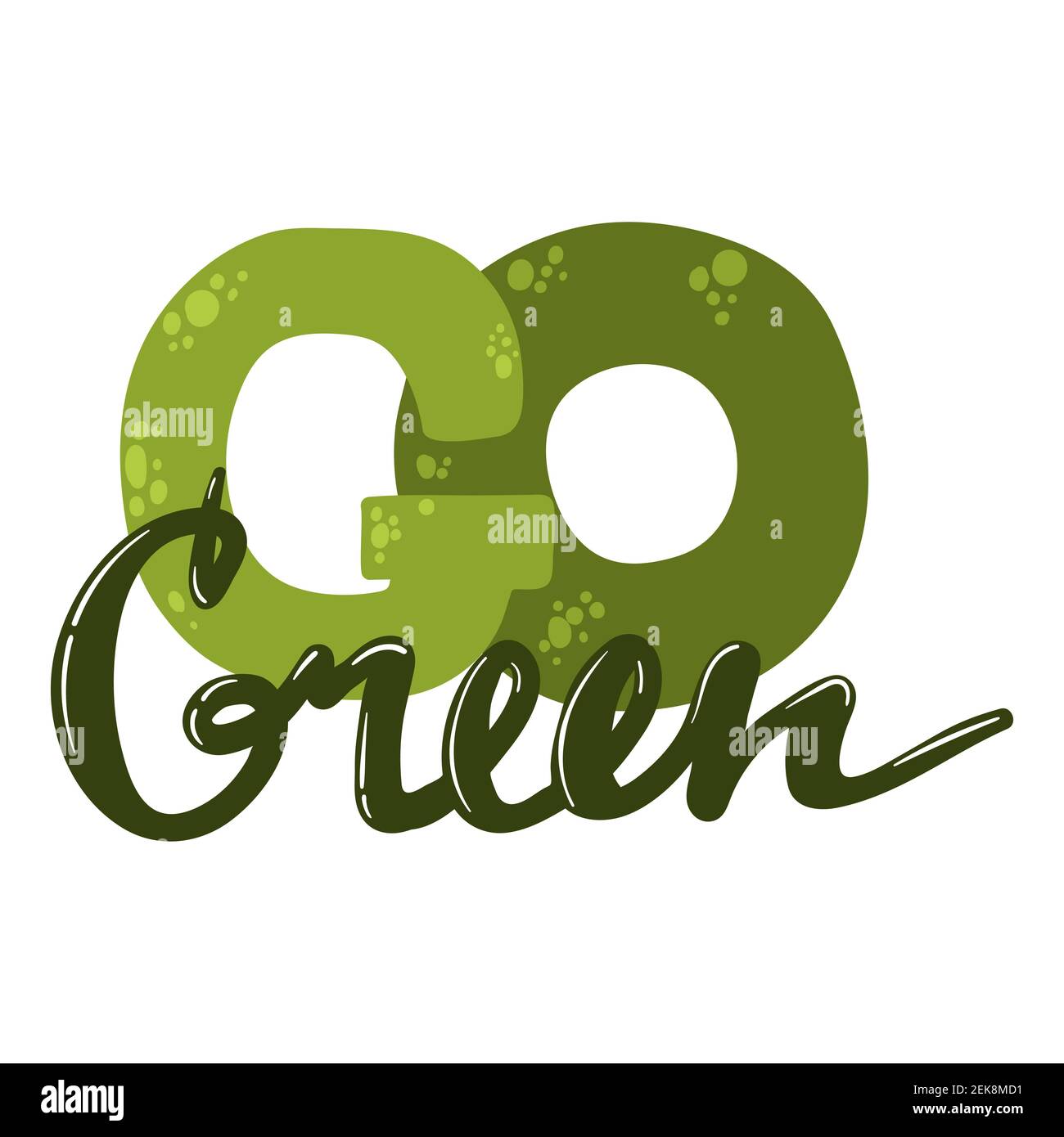 Go green lettering print vector illustration. Zero waste lifestyle  motivation slogan. Environmental ecological phrase. Hand drawn quote design  for sho Stock Vector Image & Art - Alamy