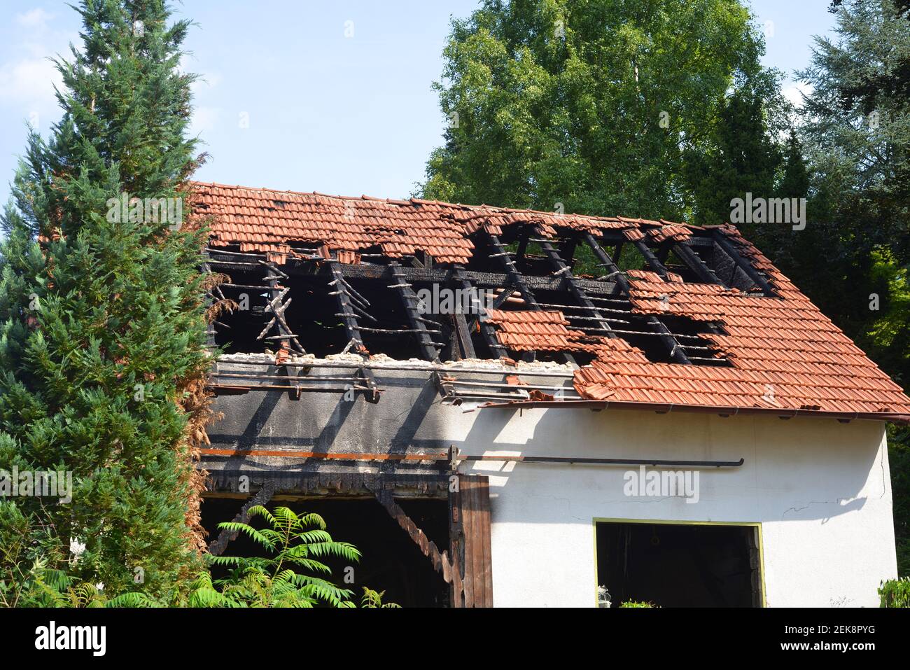 House damaged by a fire Stock Photo Alamy