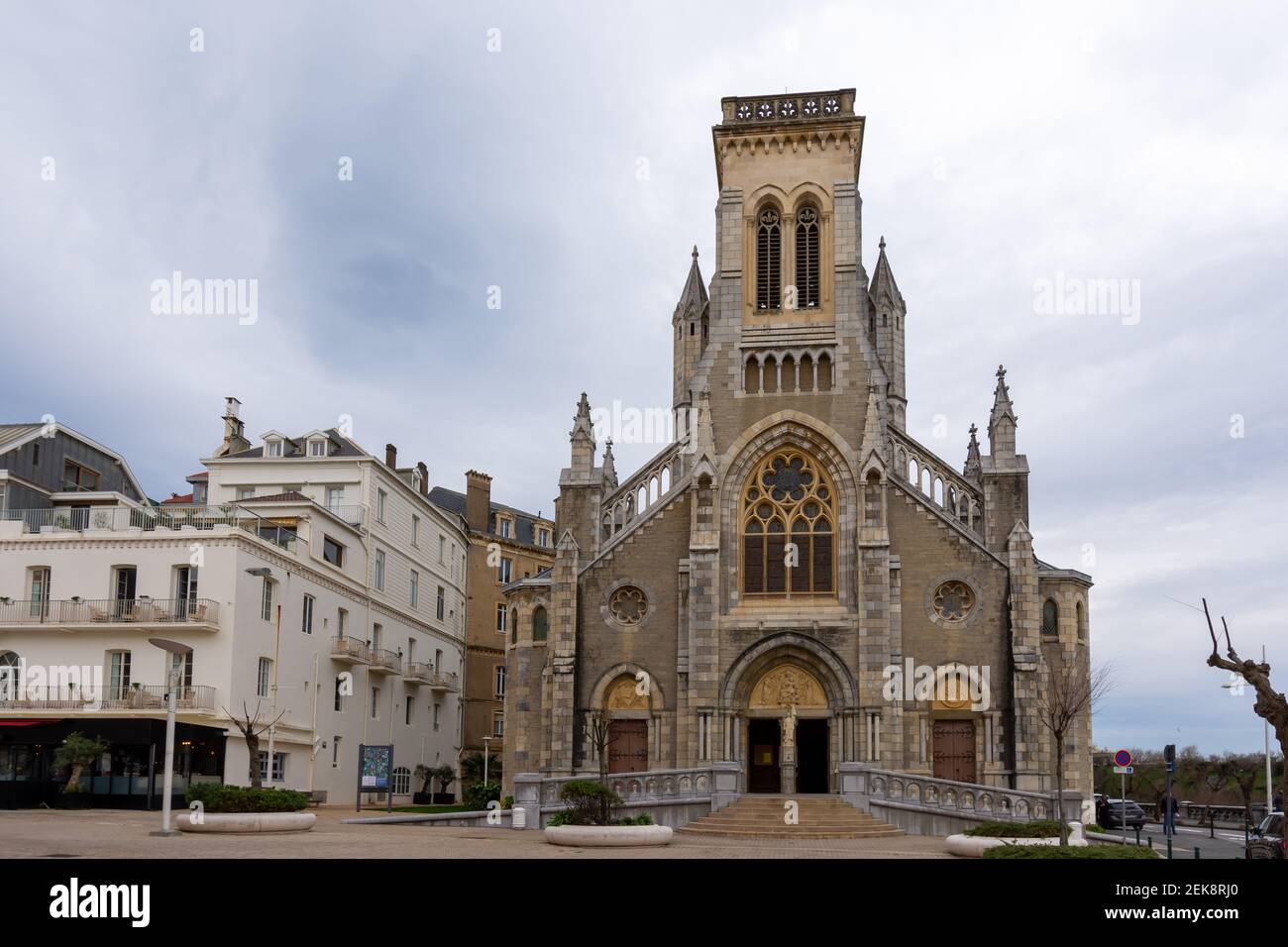 Exterior view of the SainteEugenie church in Biarritz, France Stock