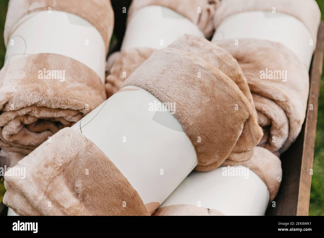 Accessories and textiles for wedding inside or for hotel, cafe or restaurant Stock Photo