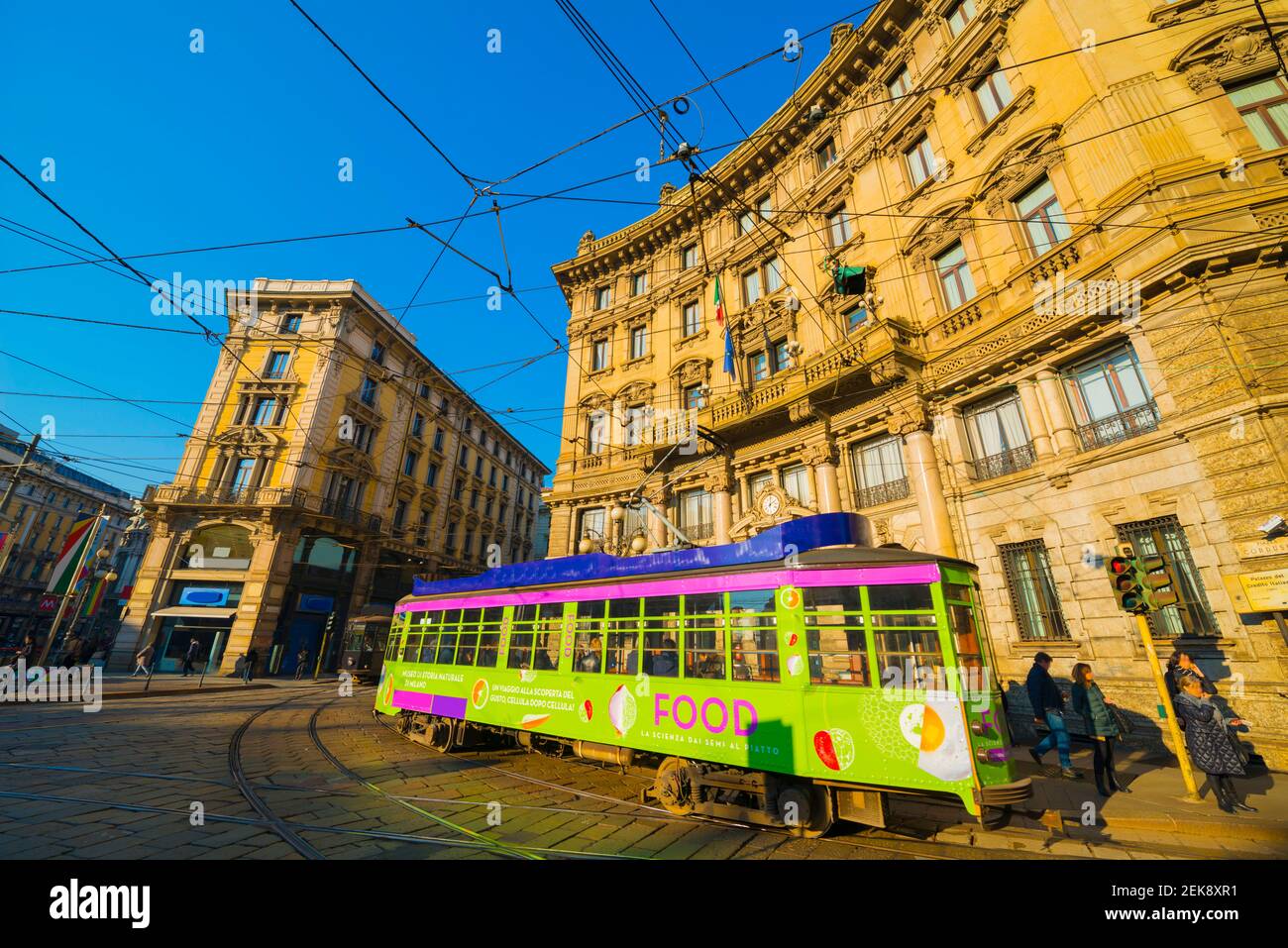 Food Train in a Sunny Day in City of Milan, Italy. Stock Photo