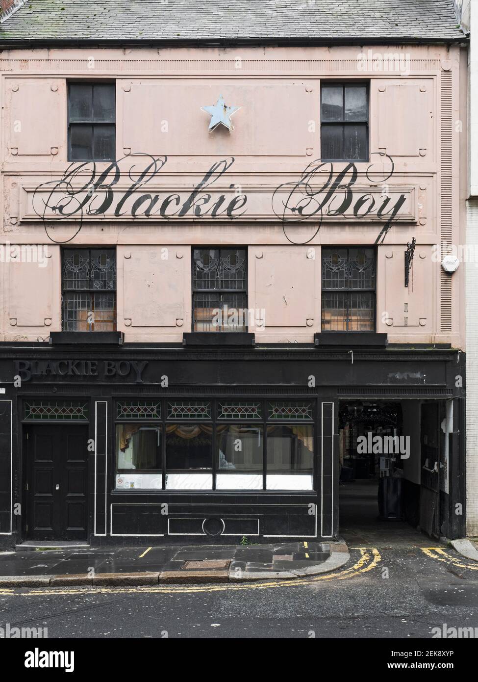 Blackie Boy public house exterior in Newcastle upon Tyne Bigg Market, UK Stock Photo