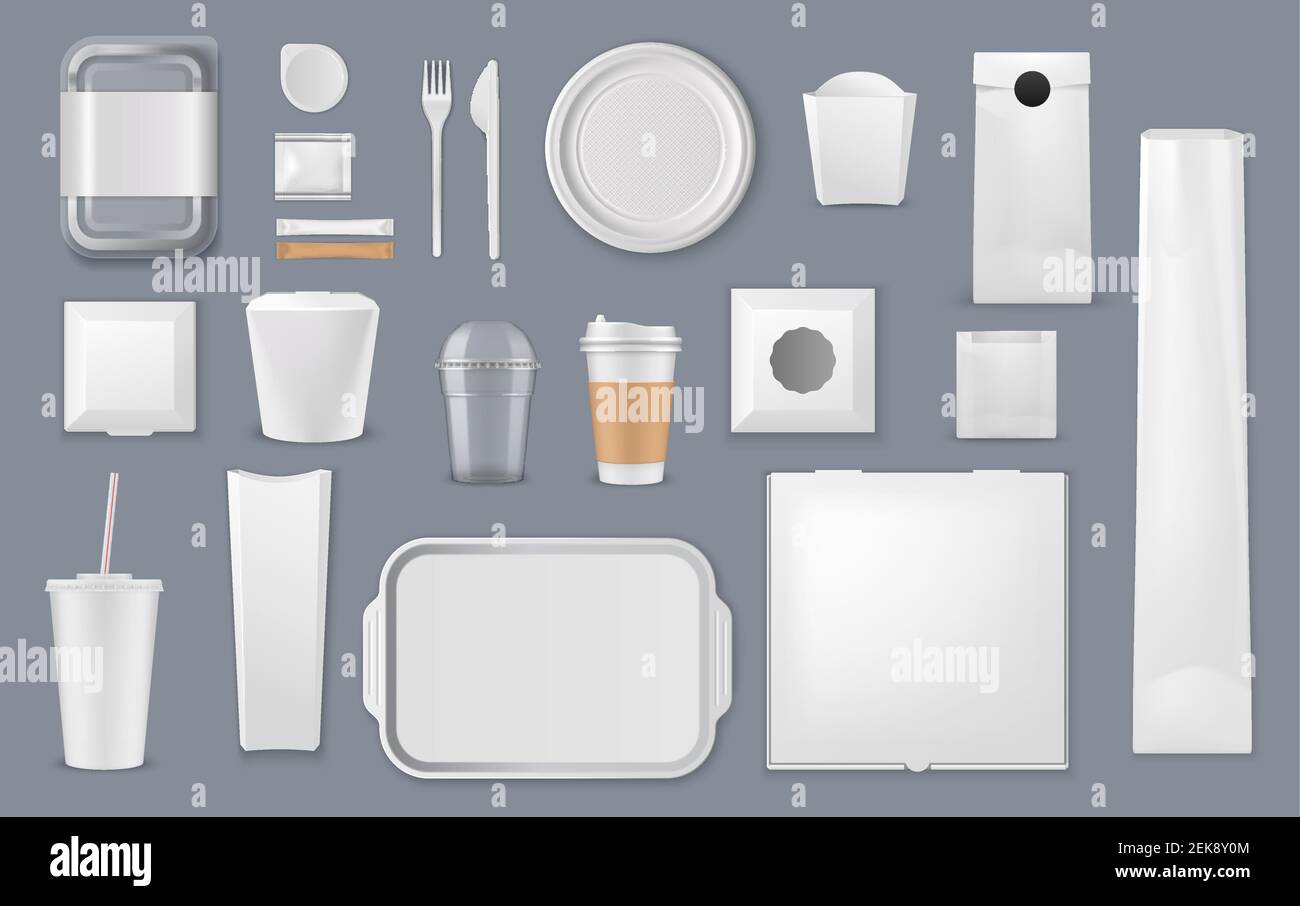 Food and drink packaging vector mockups. Blank templates of Pertaining To Blank Packaging Templates