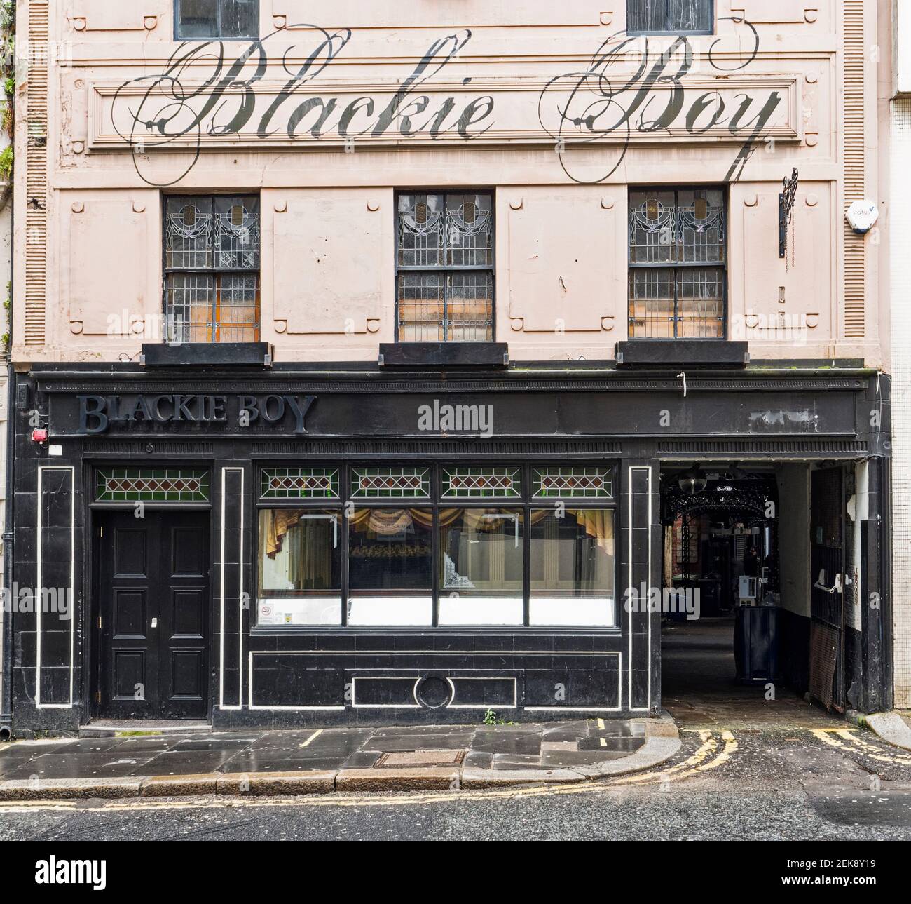 Blackie Boy public house exterior in Newcastle upon Tyne Bigg Market, UK Stock Photo