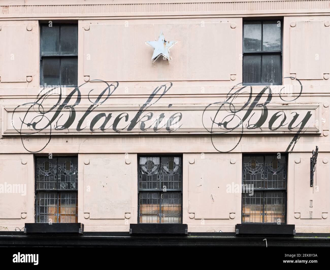 Blackie Boy public house exterior in Newcastle upon Tyne Bigg Market, UK Stock Photo