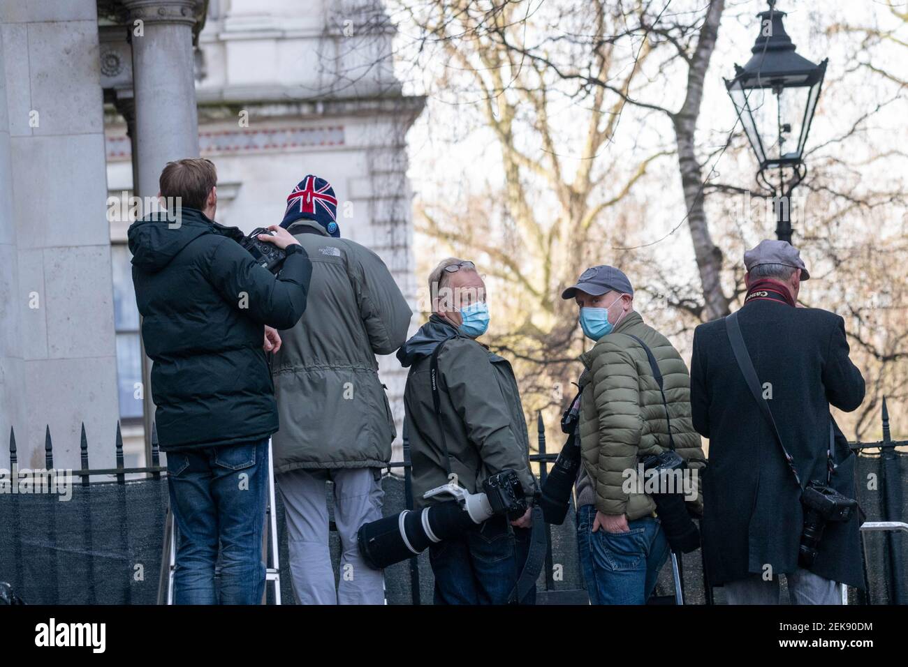 London 23rd February 2021 Press photographers wait for Boris Johnson, MP Prime Minister to leave from the back entrance of Downing Street Credit: Ian Davidson/Alamy Live News Stock Photo