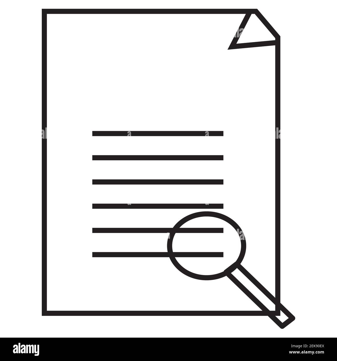 File and document paper and a magnifying glass icon on white background vector. Stock Photo