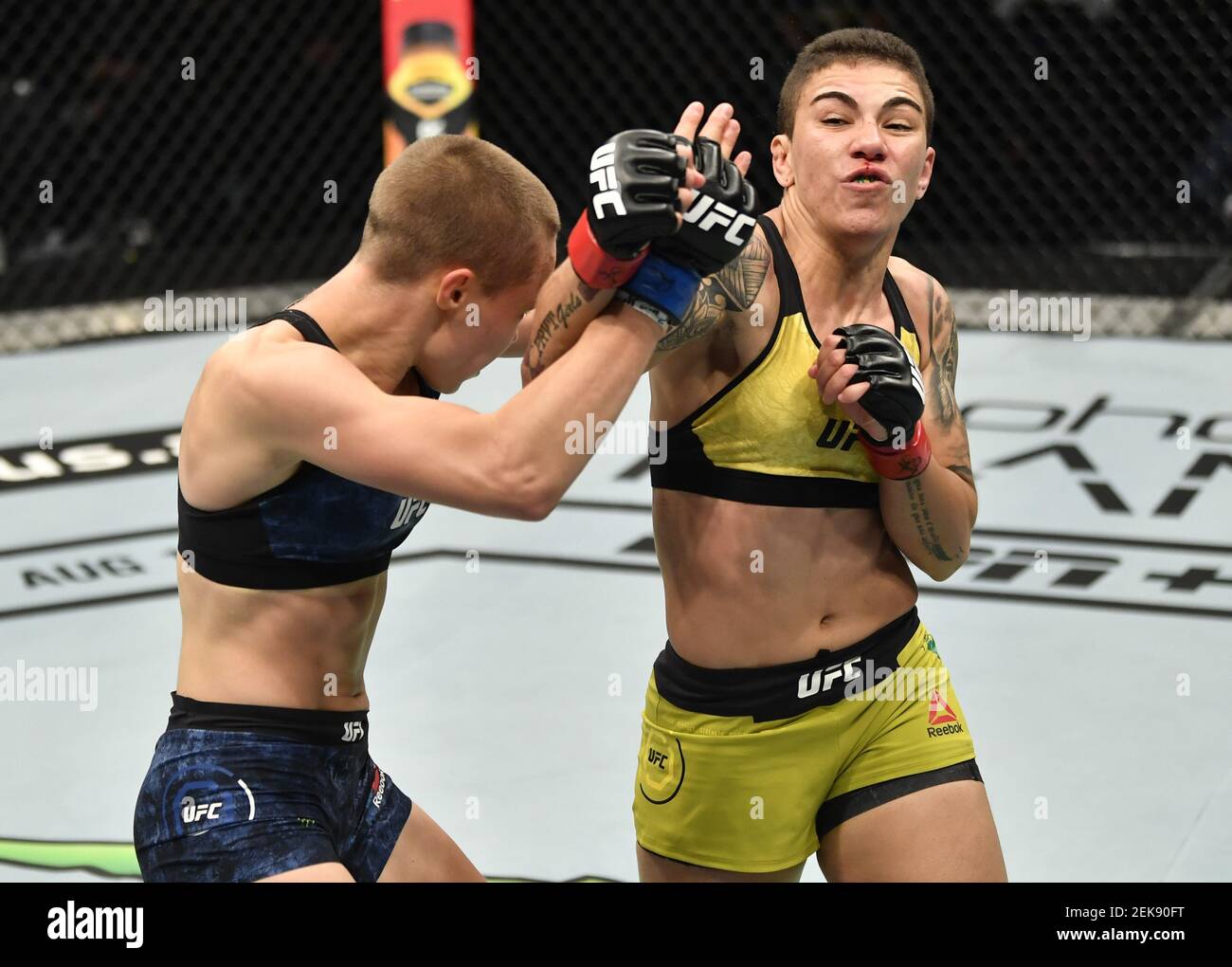 July 12 Abu Dhabi Uae Jessica Andrade Of Brazil Punches Rose Namajunas In Their Strawweight Fight During The Ufc 251 Event At Flash Forum On Ufc Fight Island On July 12