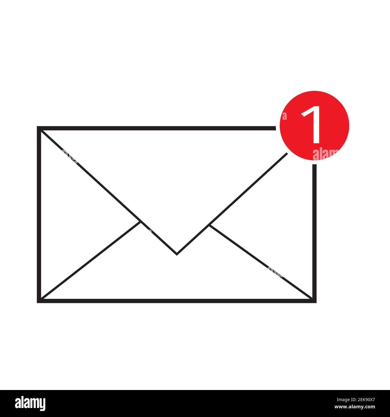 Message or email notification icon on white background vector. Stock Photo