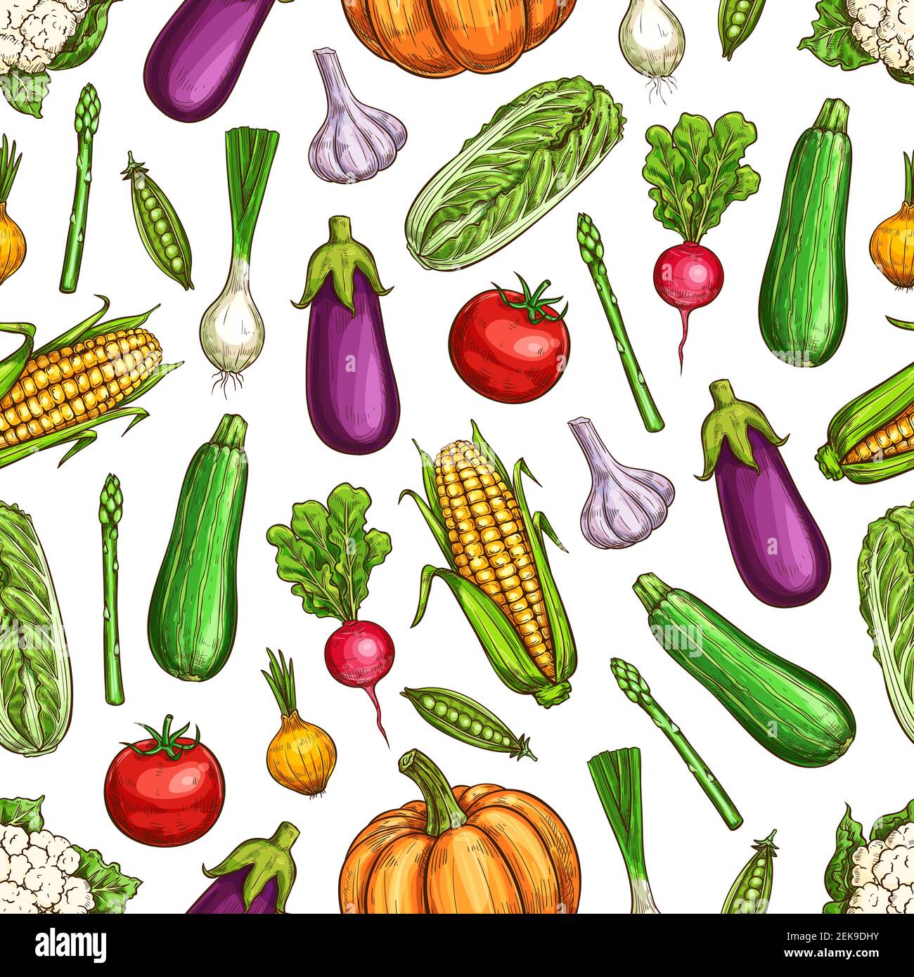 Vegetables seamless pattern of beans and veggies vector background ...
