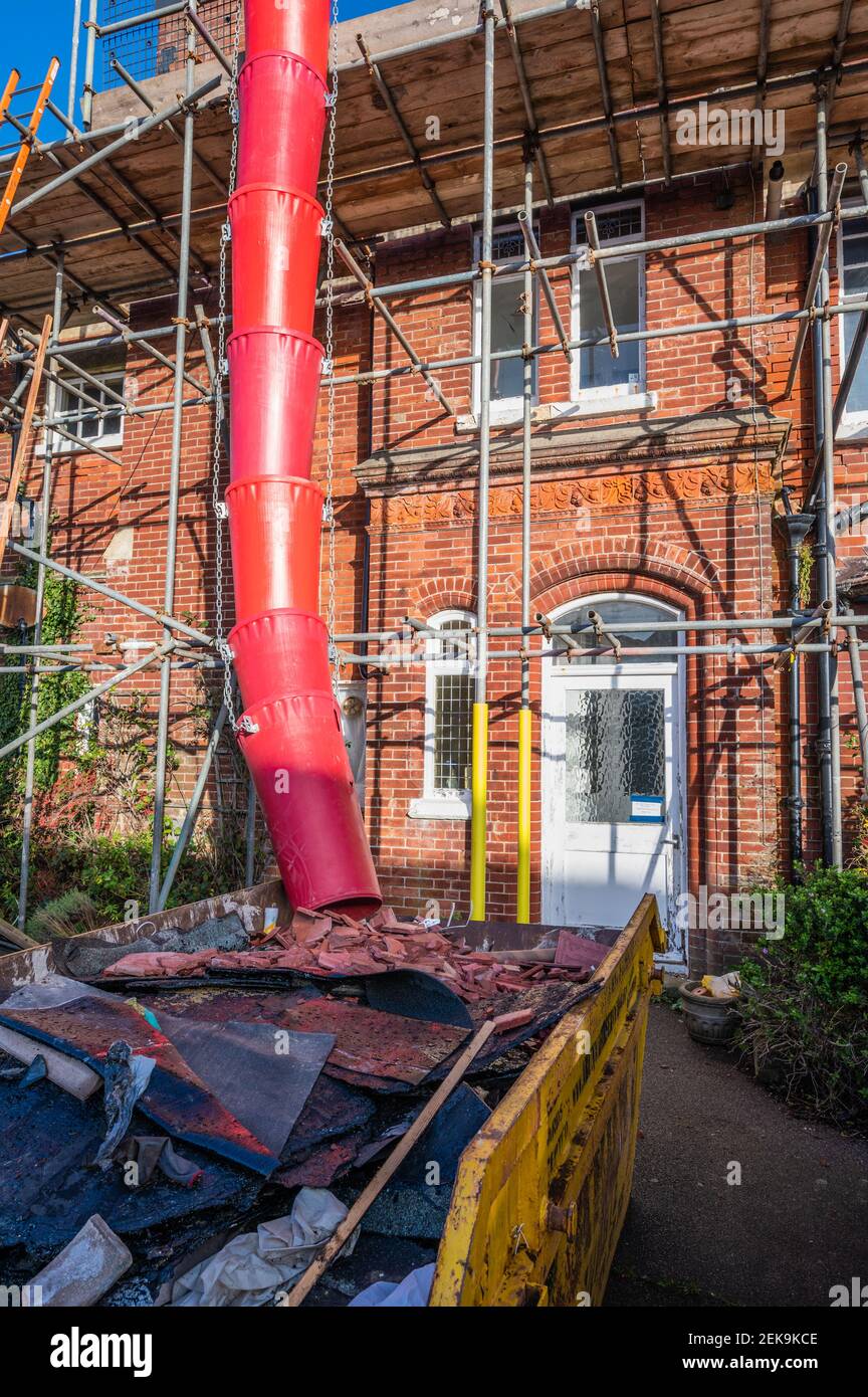 Rubbish chute for rubble, litter & building waste to be placed in a