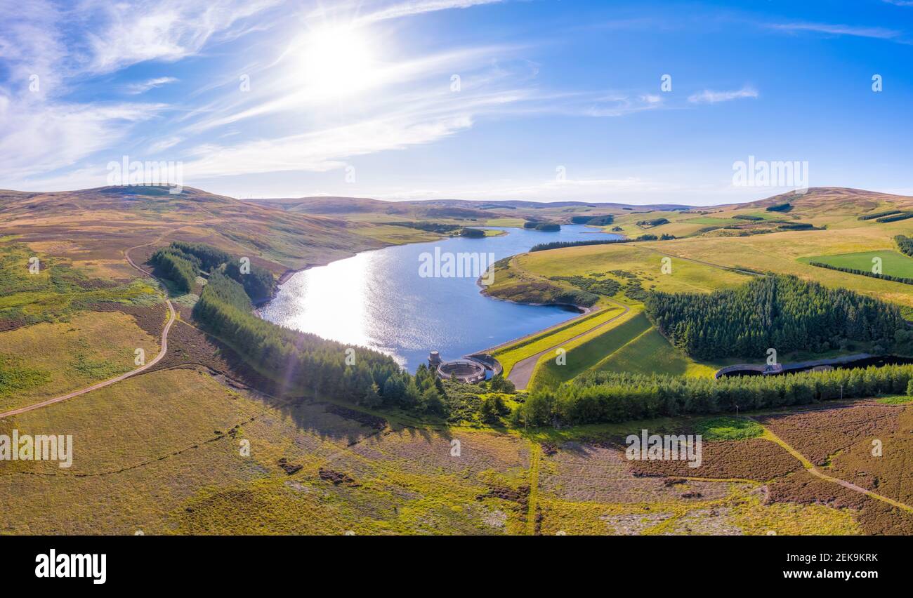 UK, Scotland, East Lothian, Aerial view of Whiteadder reservoir Stock