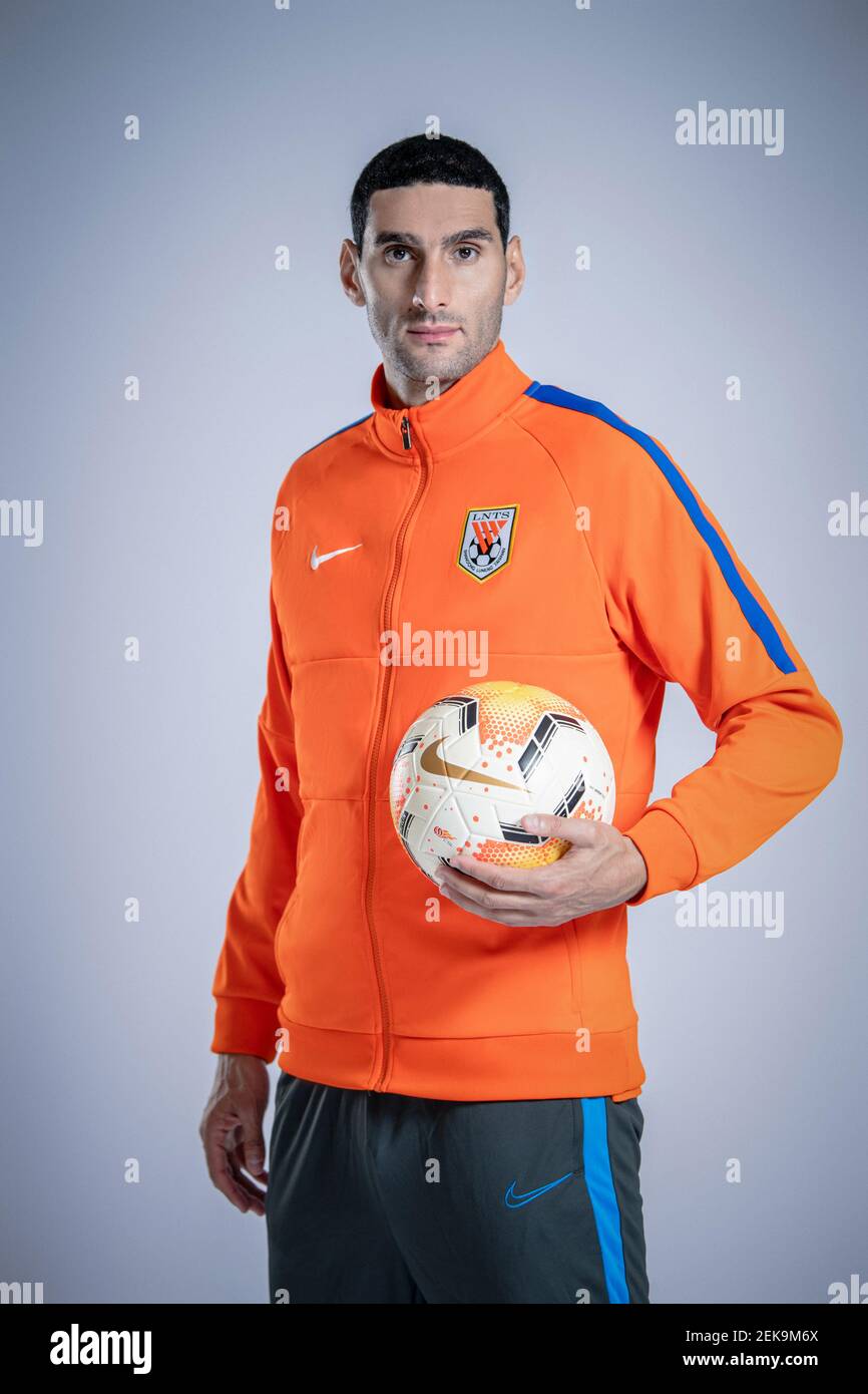 Belgian football player Marouane Fellaini of Shandong Luneng Taishan F.C.  poses to take a photo, Jinan city, east China's Shandong province, 12 July  2020 Stock Photo - Alamy