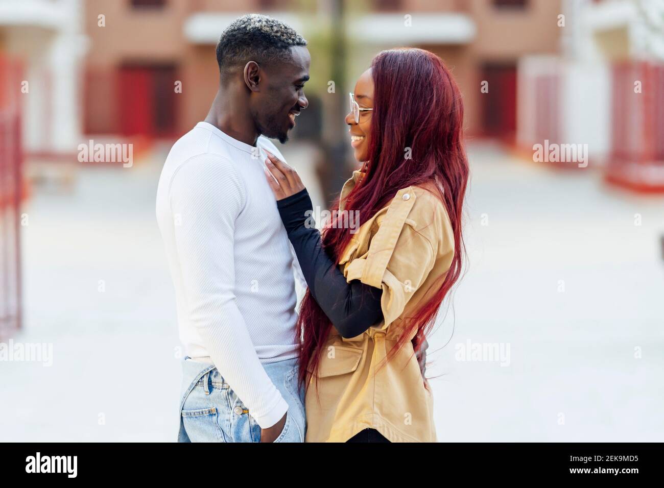 Romantic young couple looking at each other Stock Photo