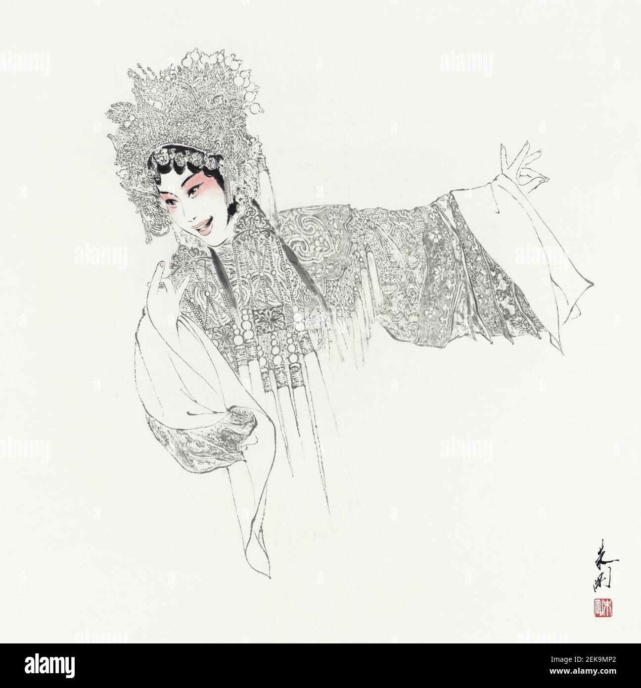 Chinese opera pictures of artist Zhu Gang, a Chinese Asian Modern and 