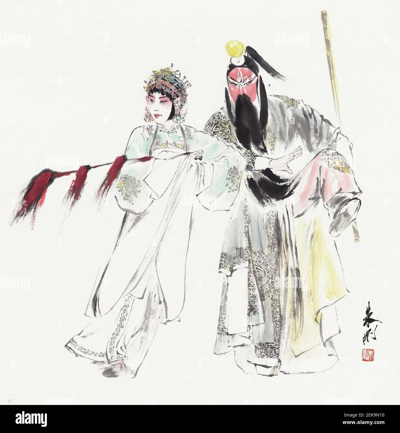 Chinese opera pictures of artist Zhu Gang, a Chinese Asian Modern and