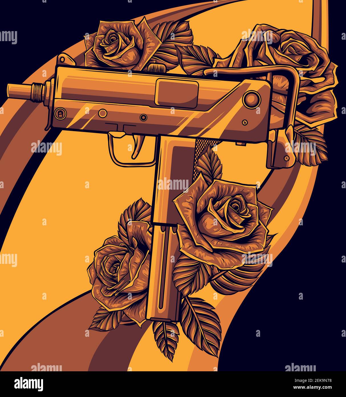 Gun and roses Stock Vector Images - Alamy