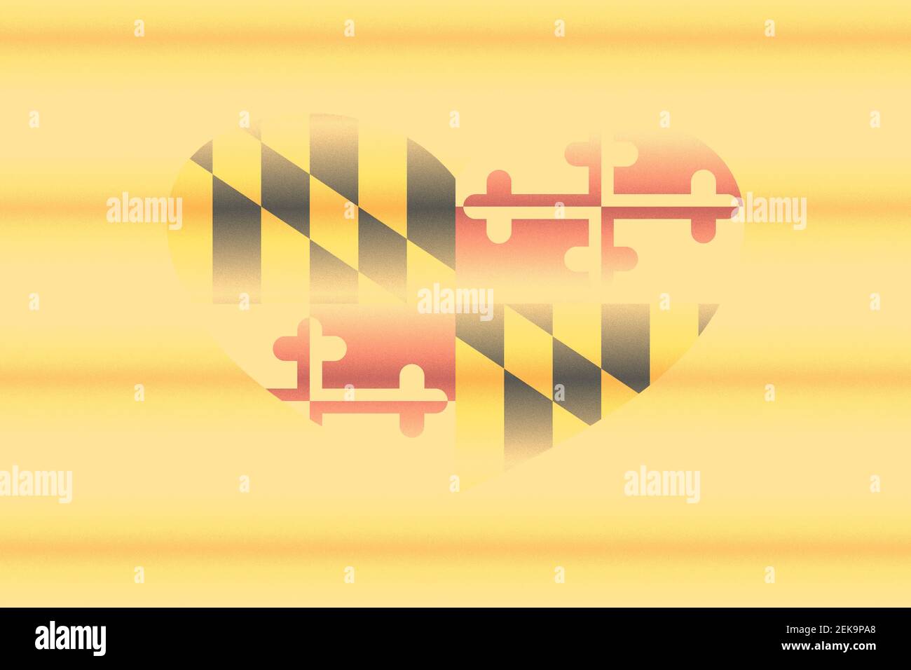 Abstract flag of Maryland (USA State) in grunge heart shaped. Pastel