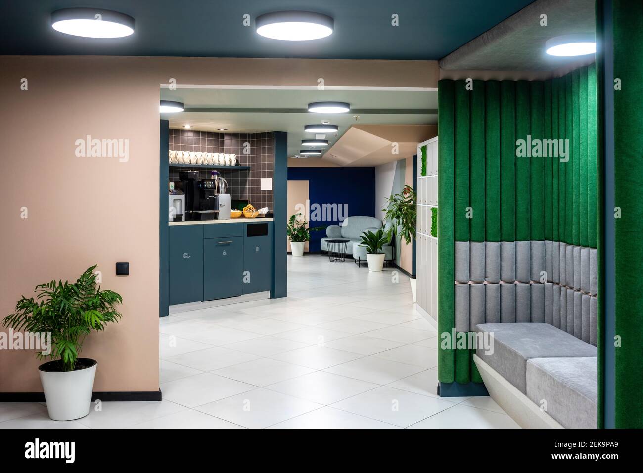 Interior of illuminated modern office Stock Photo