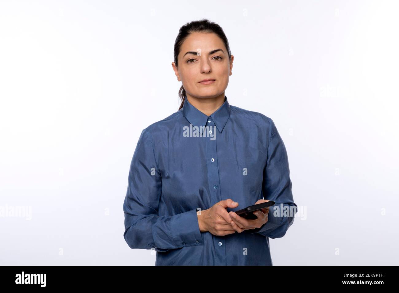 Mature woman button down shirt hi-res stock photography and images - Alamy