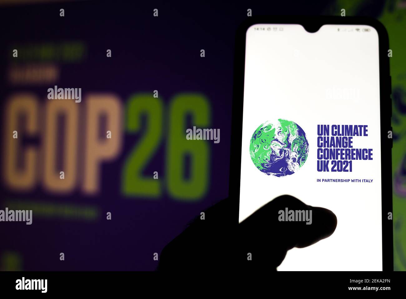 In this photo illustration the 2021 United Nations Climate Change ...