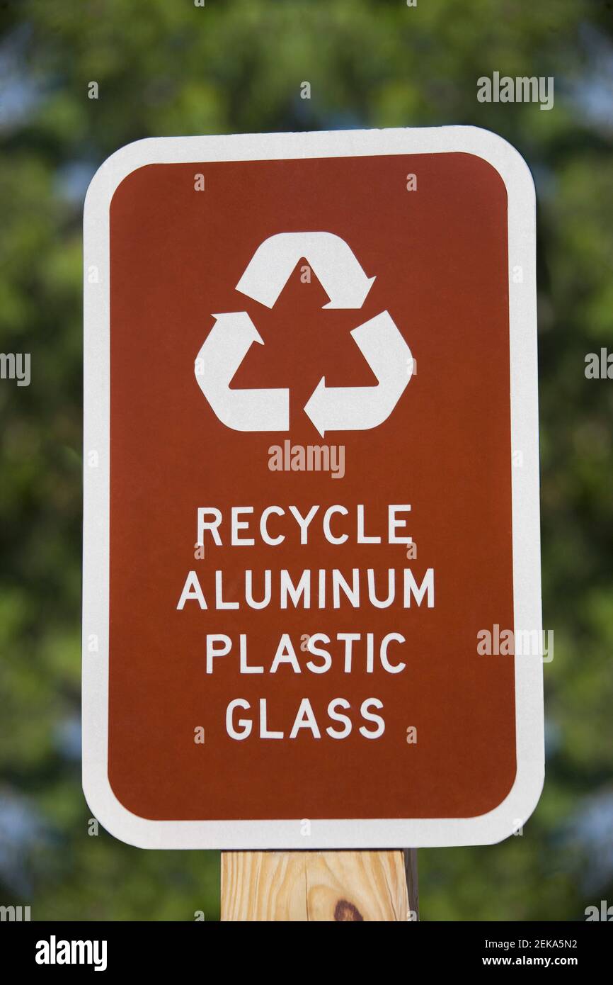 Close up of a Recycle sign Stock Photo Alamy