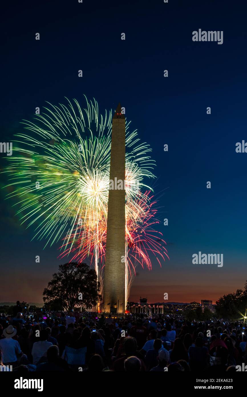 4th of July fireworks celebration in Washington Monument in Washington
