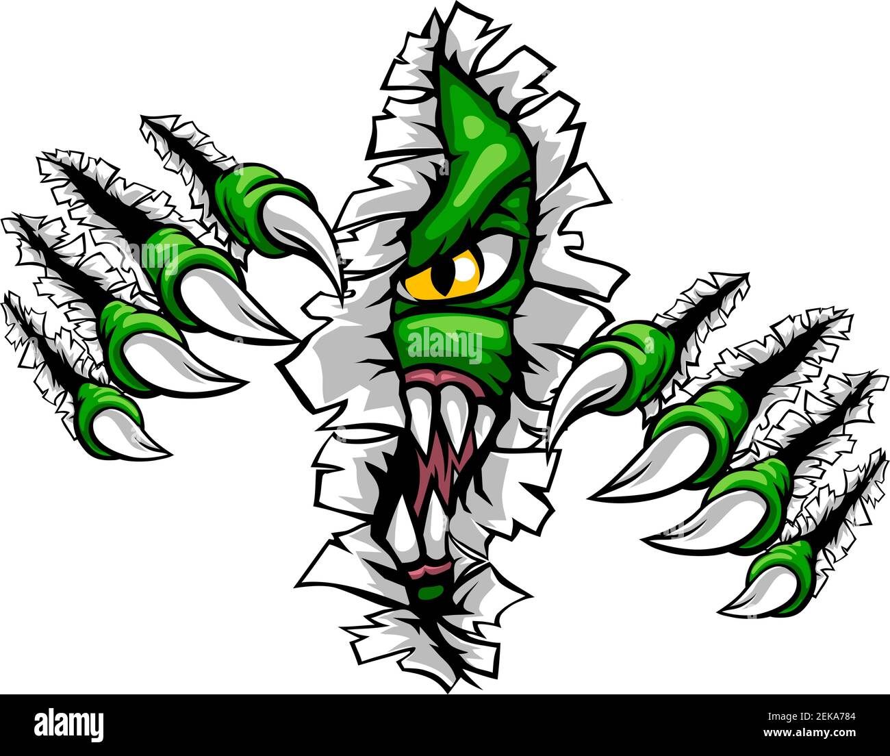 Monster With Talon Claw Tearing A Rip Through Wall Stock Vector