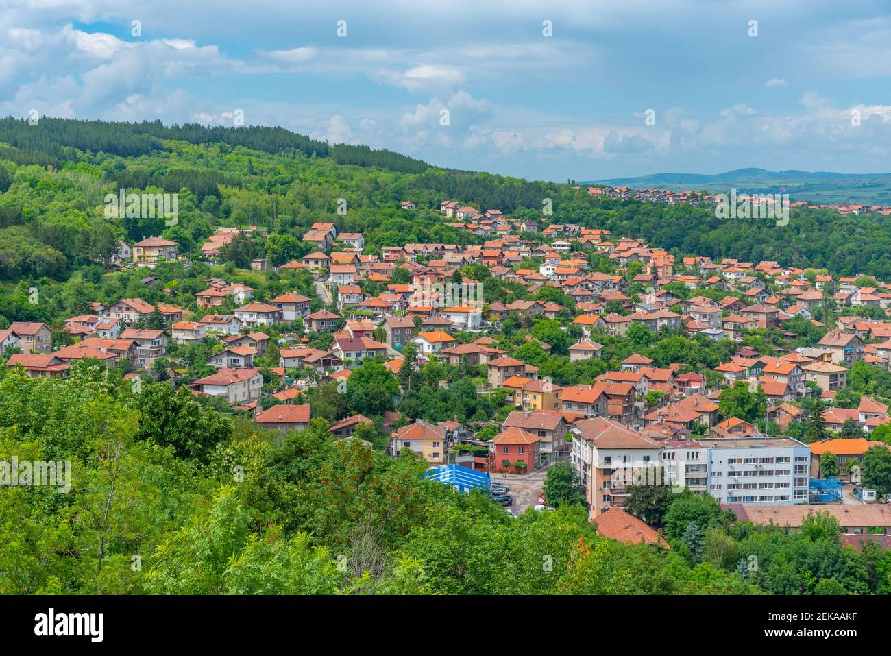 Aerial view of Bulgarian town Pernik Stock Photo - Alamy