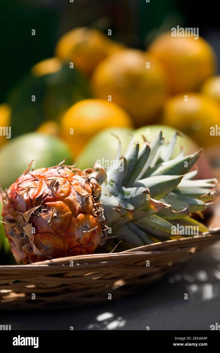 Close up of fruits in a basket, Hawaii, USA Stock Photo Alamy