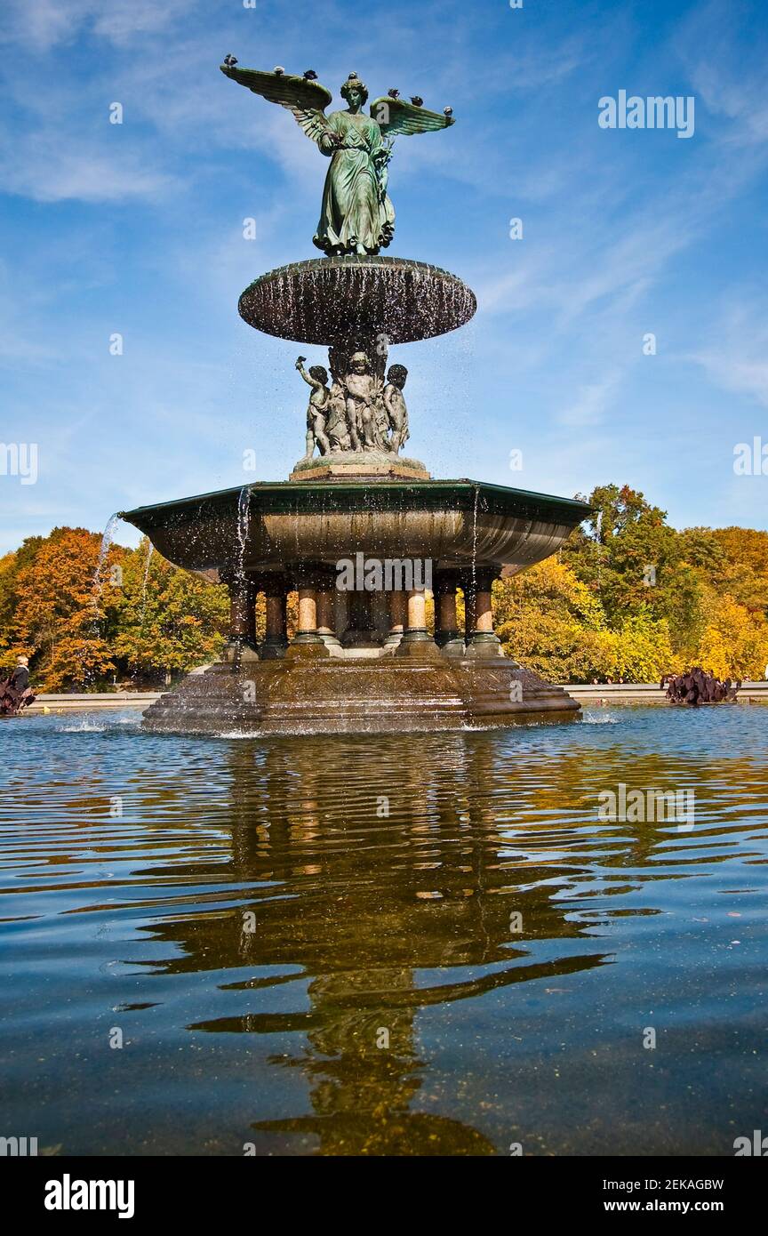 Fountain in a park, Bethesda Fountain, Central Park, Manhattan, New