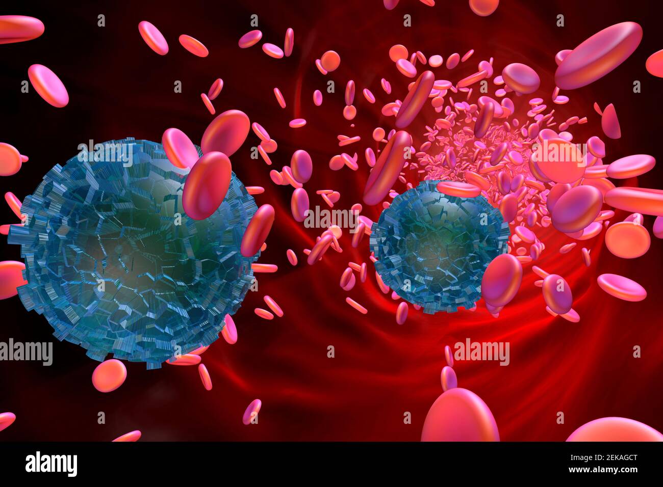 3D rendered Illustration of microplastic in blood stream Stock Photo