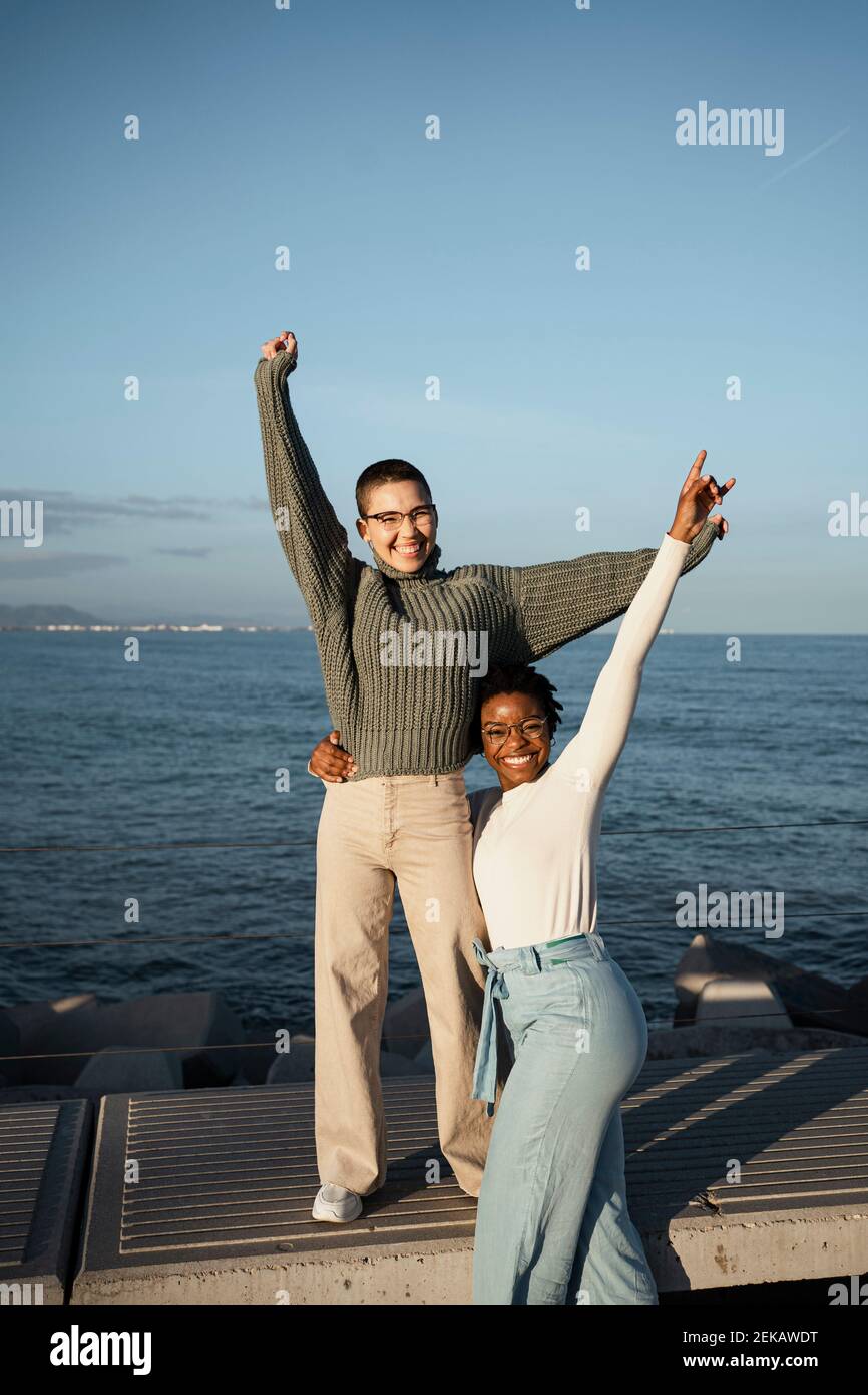 Two Hand Raised Sky High Resolution Stock Photography and Images - Alamy