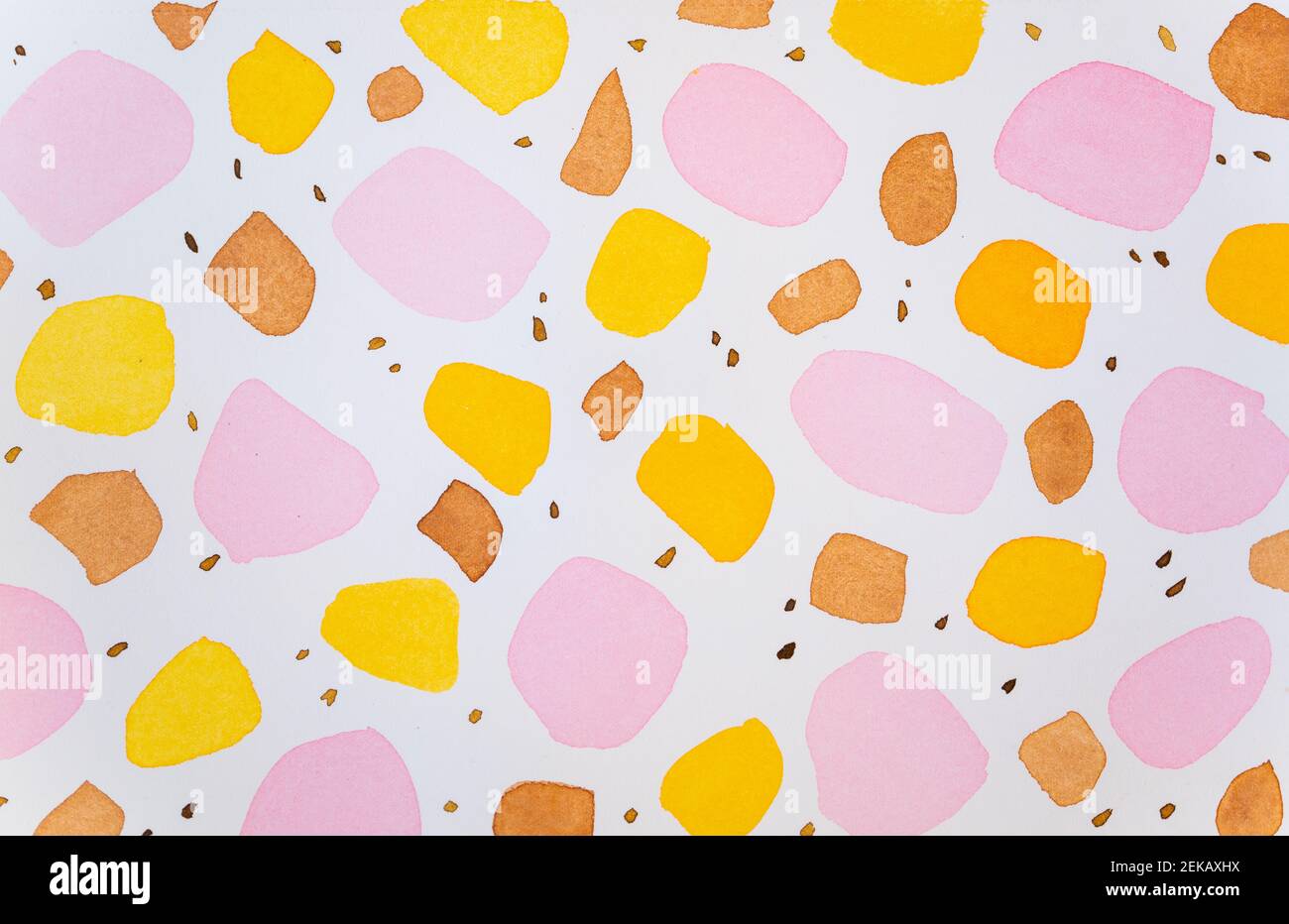 Colorful watercolor abstract terrazzo dots pattern on white color paper Stock Photo