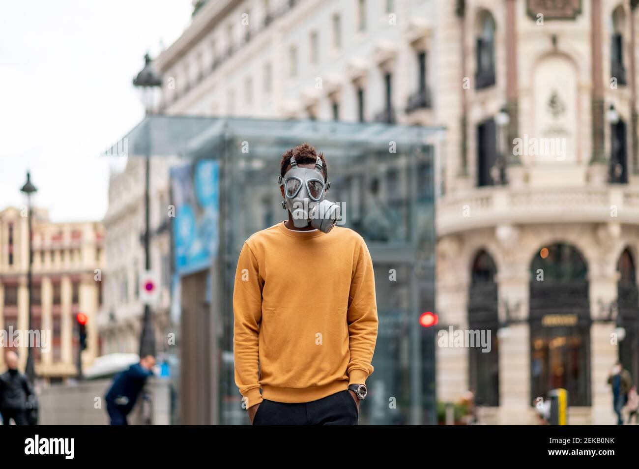 Young man with gas mask hi-res stock photography and images - Alamy