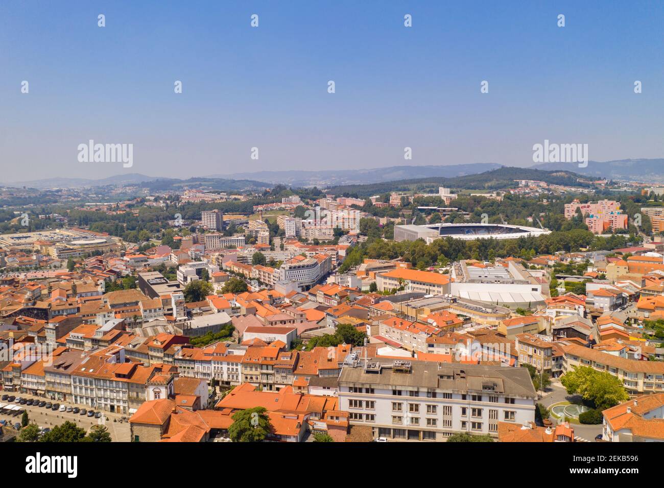 Guimaraes drone aerial city view in Portugal Stock Photo