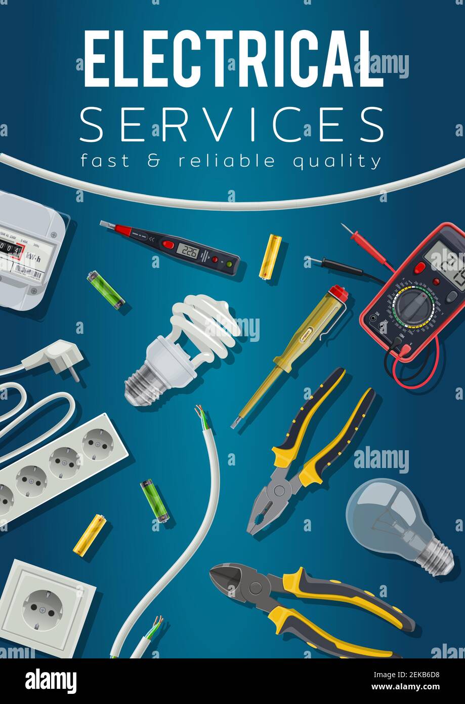 Electrical service vector design with electrician tools and electric