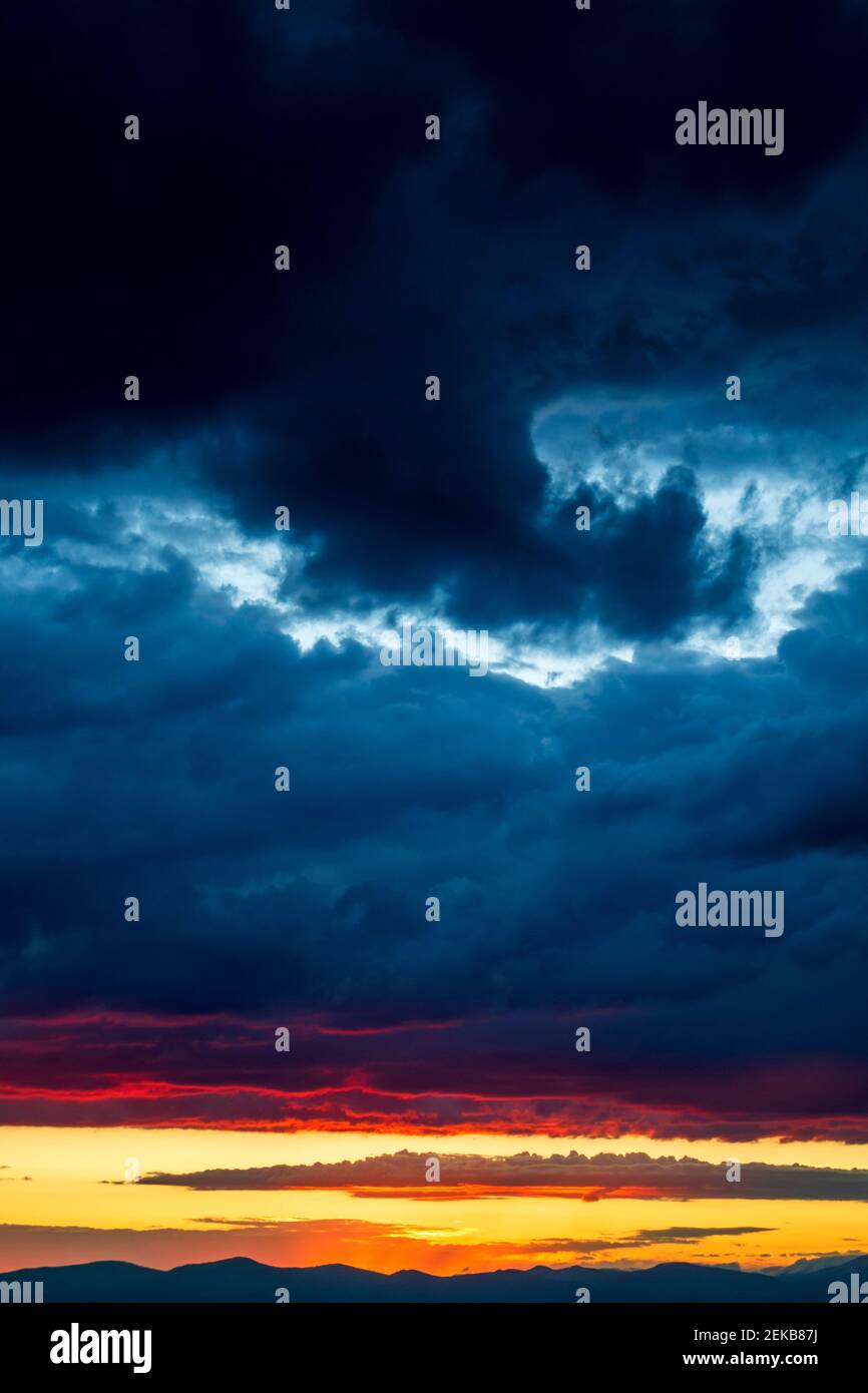 Dramatic cloudy sky during sunset Stock Photo