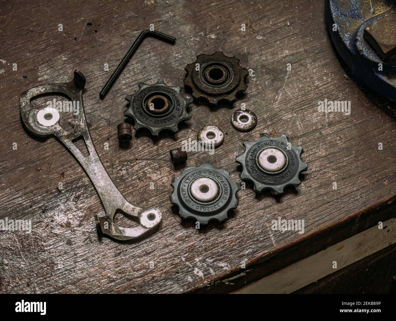 image of cycle maintenance to gear pulley wheels of a
