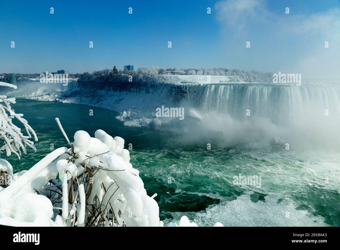 Niagara Falls Ontario Canada. Niagara Falls in winter view of the Canadian Horseshoe waterfall