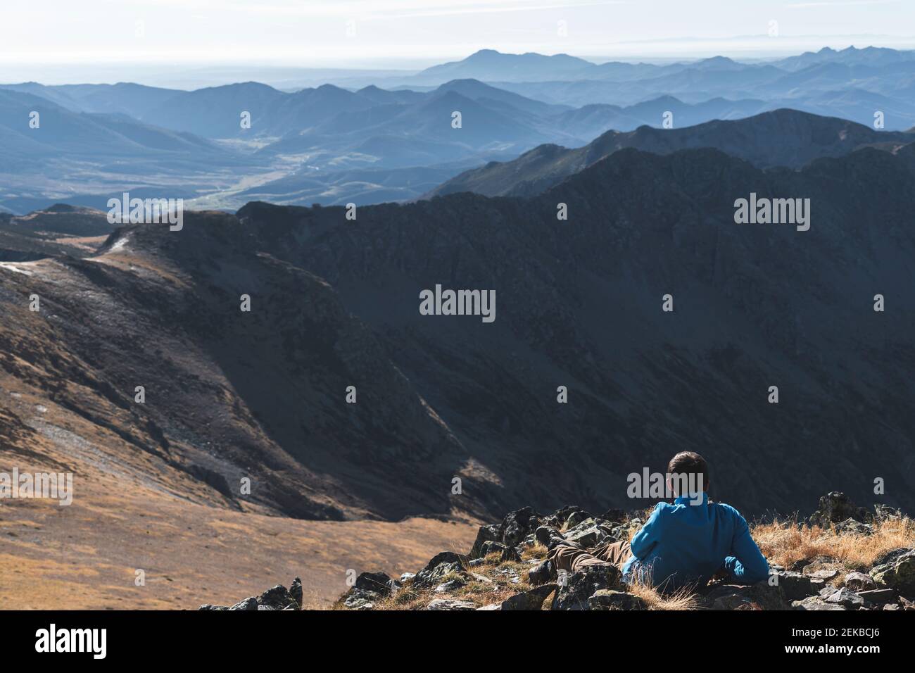 Rear view young male hiker hi-res stock photography and images - Alamy