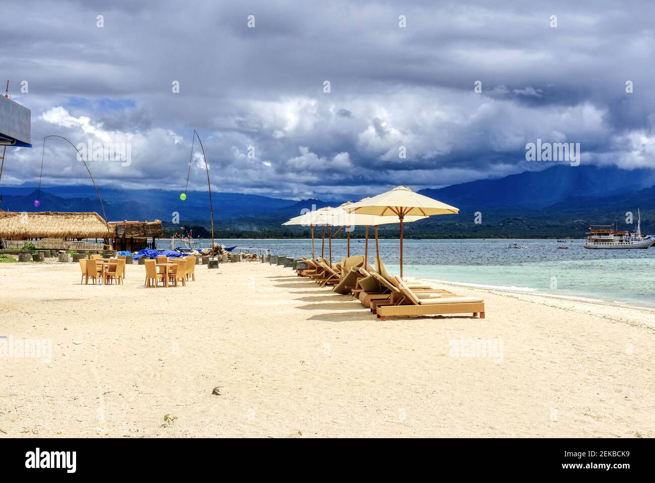 Gili Air Island in the Indian Ocean. 03.01.2017 Beach comfort. Scenery for the beach. Made by hand. Stock Photo