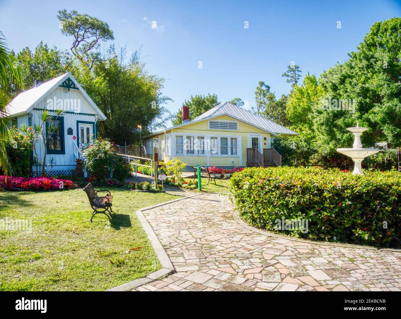 Old historic buildings at the Punta Gorda History Park in Punta Gorda