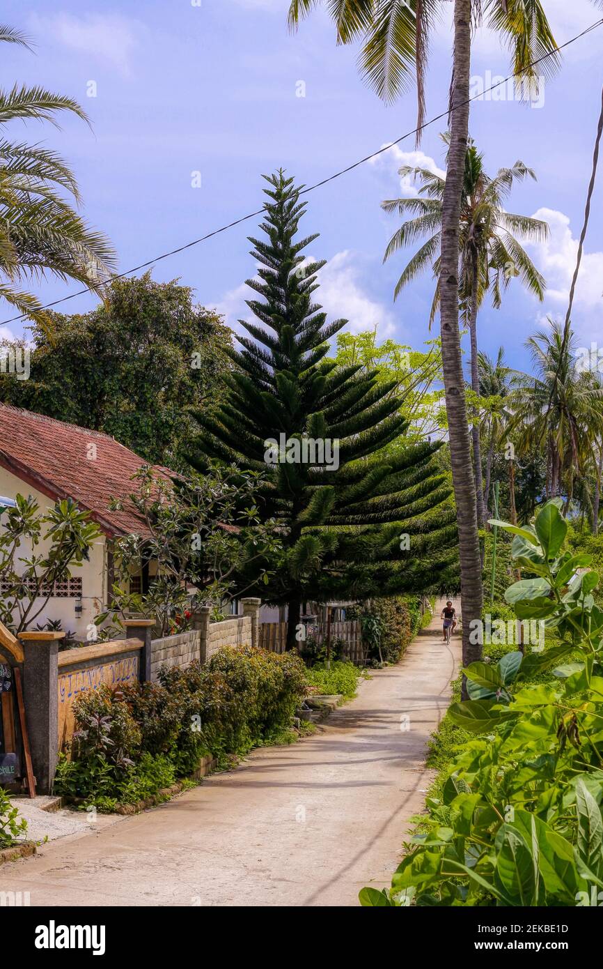 Gili Air Island in the Indian Ocean. 03.01.2017 The hotel and the surrounding area. Eco-friendly island. Stock Photo