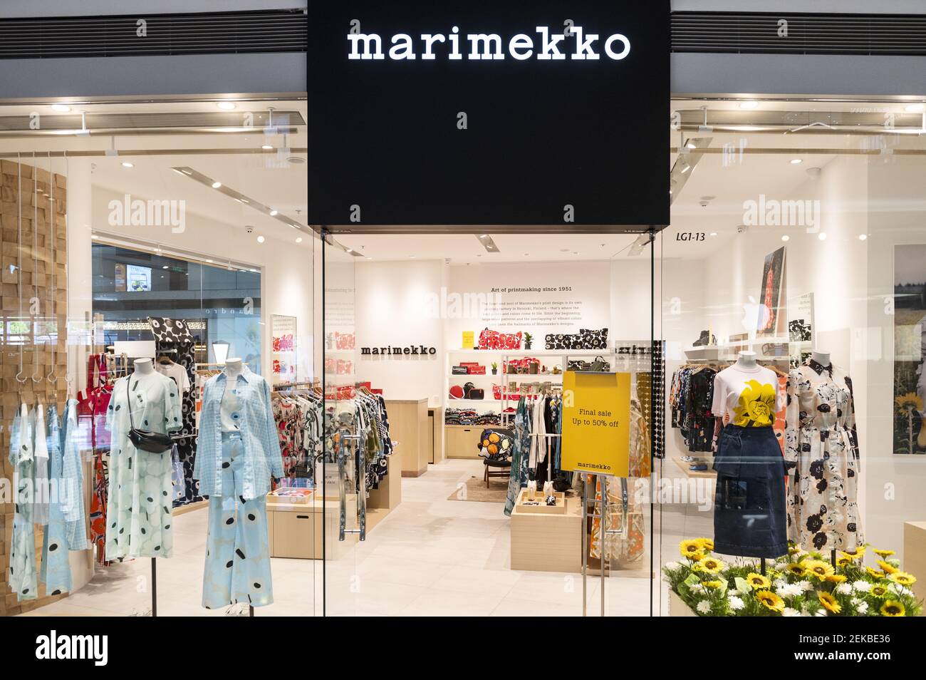 Finnish home furnishings, textiles, and fashion company brand Marimekko  store in Hong Kong. (Photo by Budrul Chukrut / SOPA Images/Sipa USA Stock  Photo - Alamy