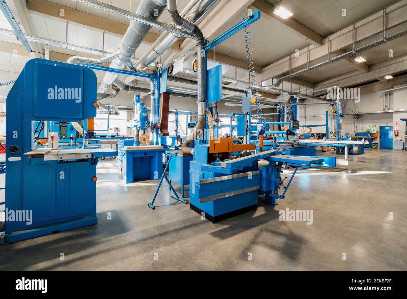 Wood manufacturing equipment at industry Stock Photo