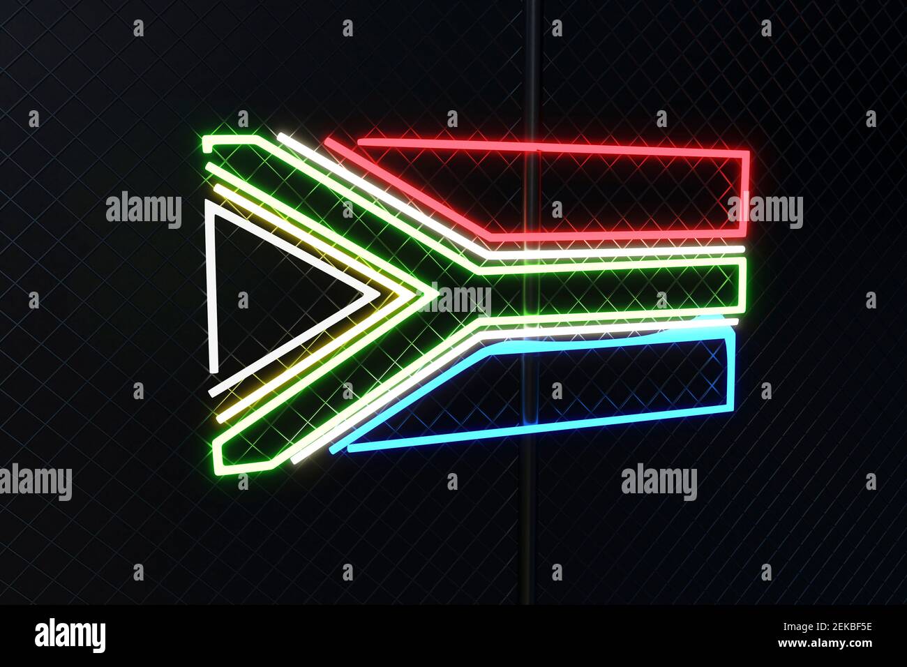 Illuminated South African flag on chainlink fence Stock Photo - Alamy