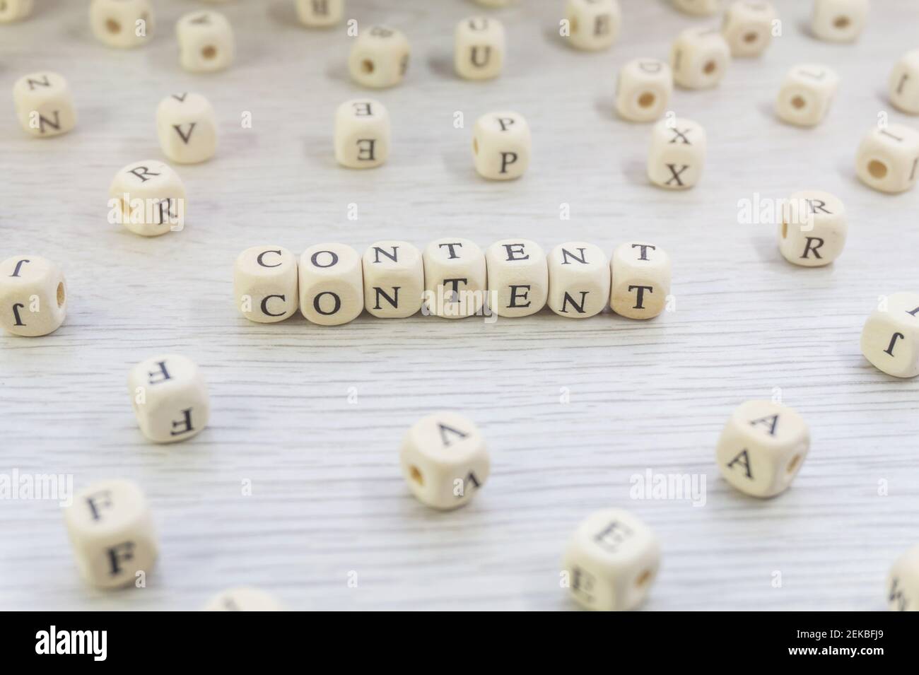 Word Content made with block wooden letters cubes Stock Photo