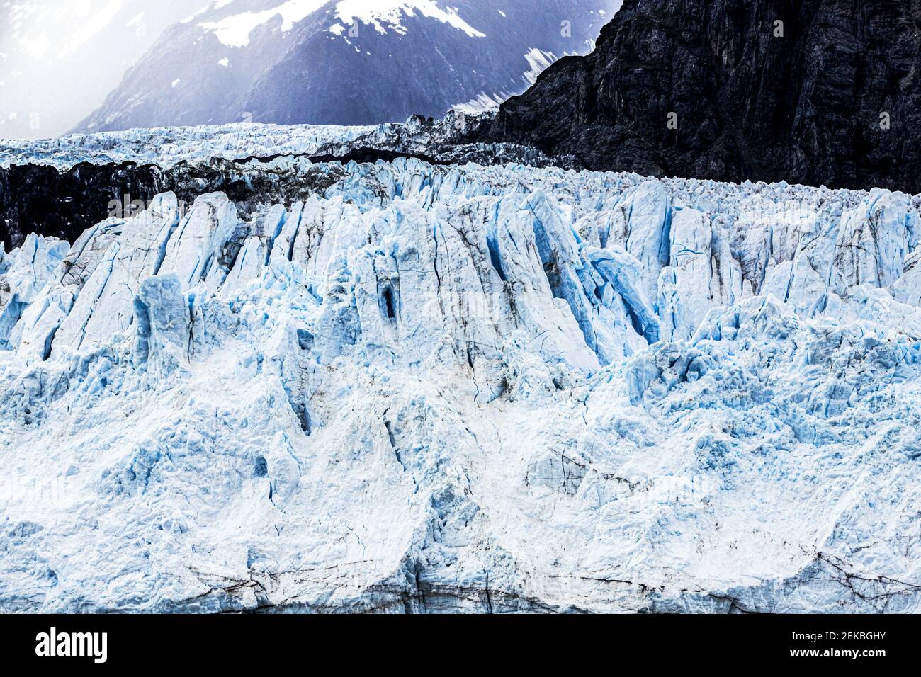 The broken face of the Margerie Glacier in the Tarr Inlet of Glacier Bay, Alaska, USA Stock Photo