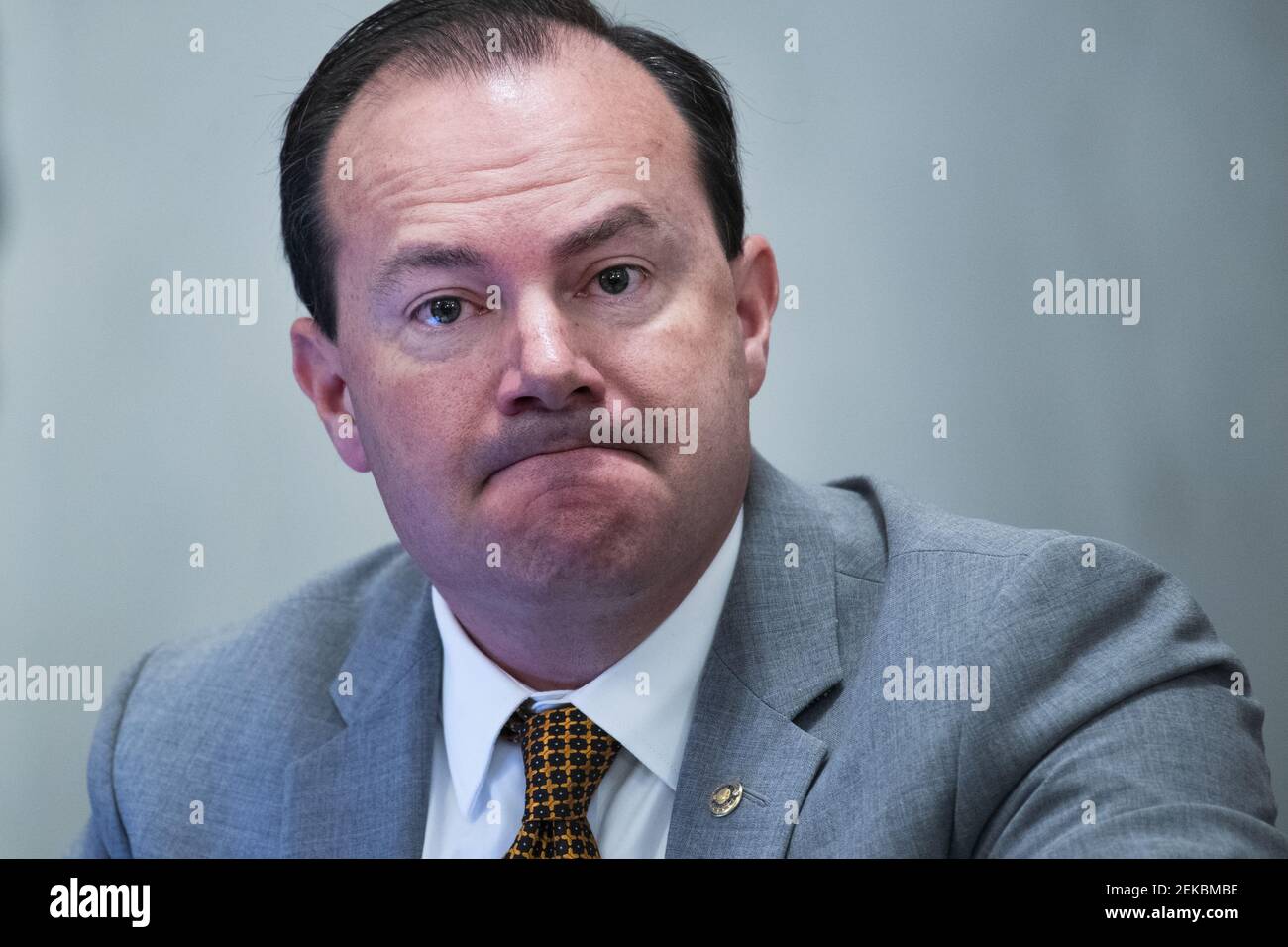UNITED STATES - JULY 30: Sen. Mike Lee, R-Utah., attends the Senate Judiciary Committee markup on the “Civil Justice for Victims of COVID Act,” and judicial nominations in Russell Building on Thursday, July 30, 2020.(Photo By Tom Williams/CQ Roll Call/Sipa USA) Stock Photo